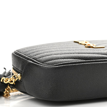 Saint Laurent Grain De Poudre Matelasse Monogram Mini Lou Camera Bag Black 7 of 8