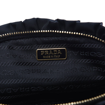 Prada Nylon Ruffle Cosmetic Pouch Black 5 of 9