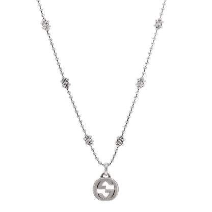 Gucci Sterling Silver Interlocking G Beaded Cluster Pendant Necklace 1 of 6
