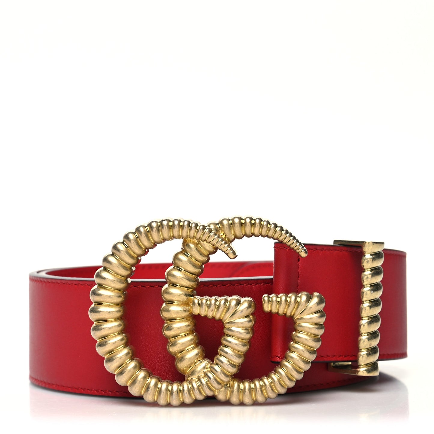 Moon Calfskin Torchon Double G 40mm Belt 85 34 Hibiscus Red