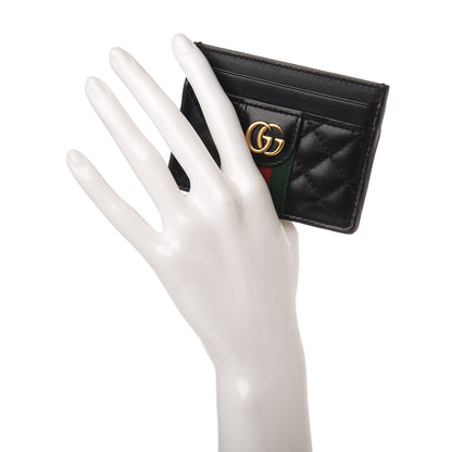 Gucci Calfskin Web Trapuntata Ophidia Card Holder Black 2 of 6
