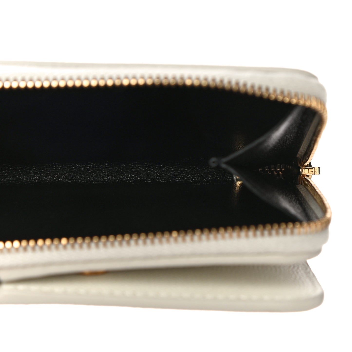 Grained Calfskin Paris Compact Zip Around Wallet White Multicolor