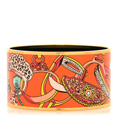 Hermes Enamel Printed Extra Wide Bracelet 65 Orange 1 of 5