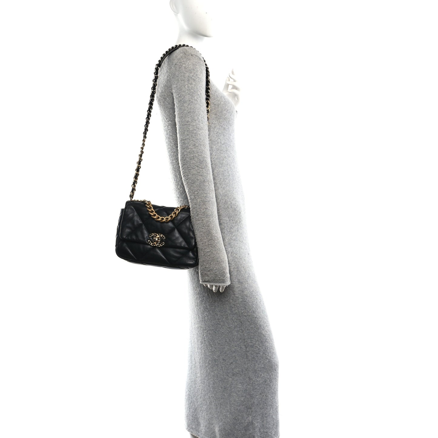 Lambskin Quilted Medium Chanel 19 Flap Black