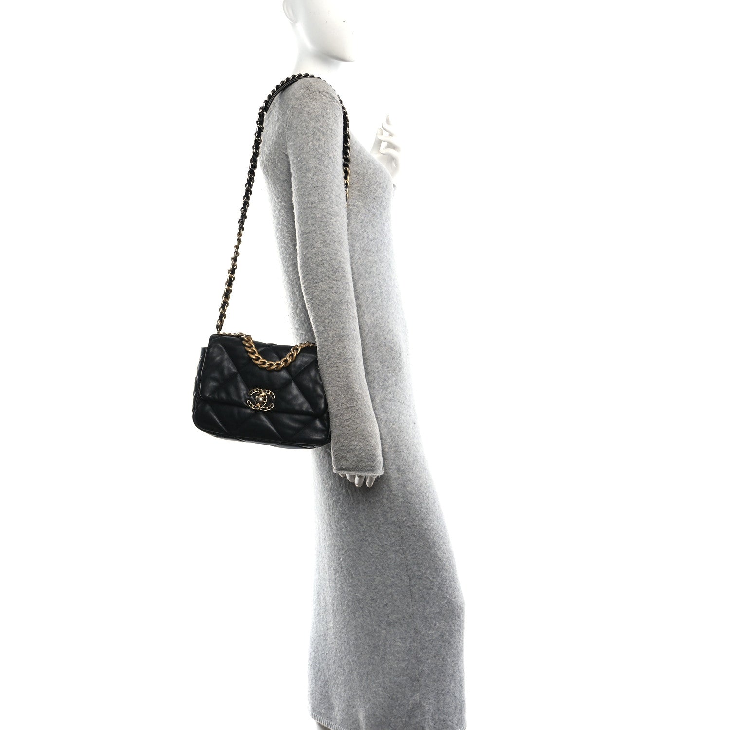 Chanel Lambskin Quilted Medium Chanel 19 Flap Black 2 of 10