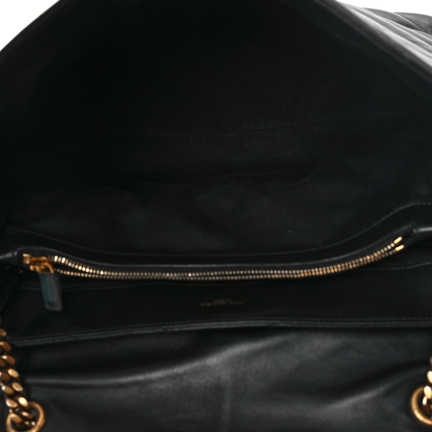 Calfskin Y Quilted Monogram Large Loulou Chain Satchel Black