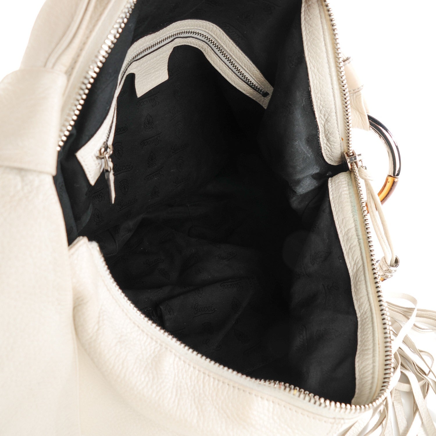 Gucci Pebbled Calfskin Medium Jungle Hobo White 5 of 7