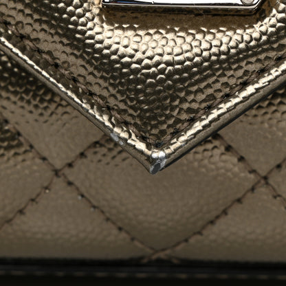 Saint Laurent Metallic Grain De Poudre Textured Mixed Matelasse Triquilt Small Monogram Satchel Piombo 11 of 11