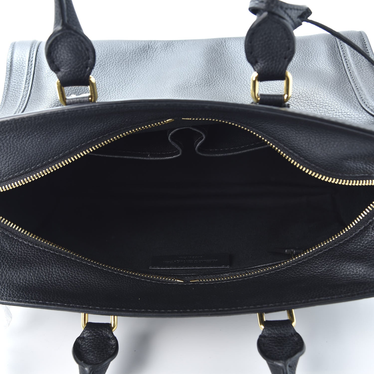 Alexander McQueen Pebbled Calfskin Small Skull Padlock Zip Around Tote Black 4 of 10