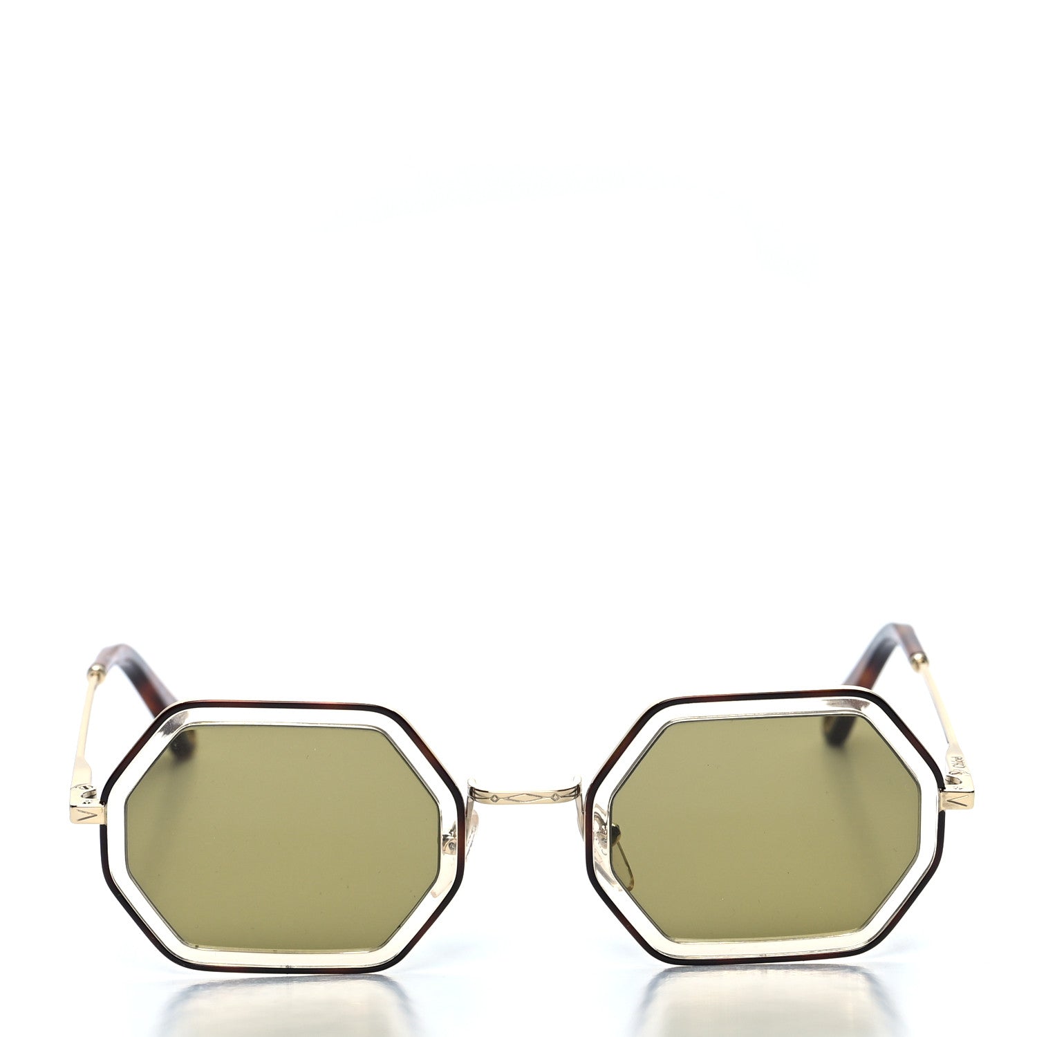 Chloe Rectangular Sunglasses CE146S Green Gold 2 of 6