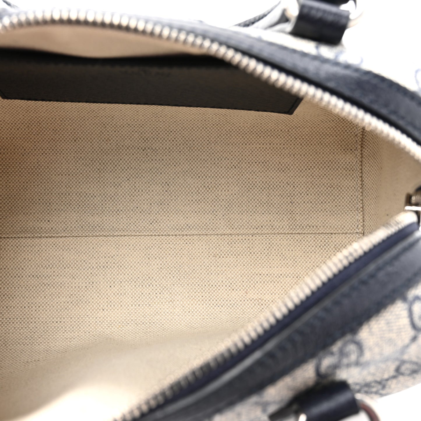 GG Supreme Monogram Textured Dollar Calfskin Web Mini Ophidia Top Handle Bag Beige Blue