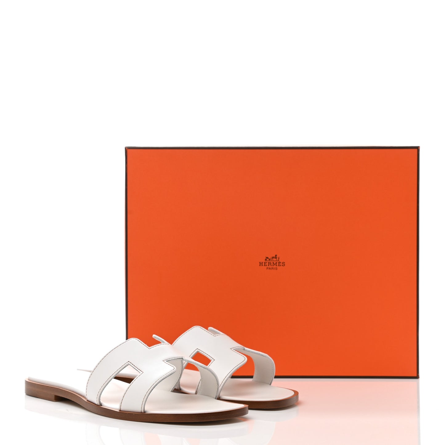 Box Calfskin Oran Sandals 37 White