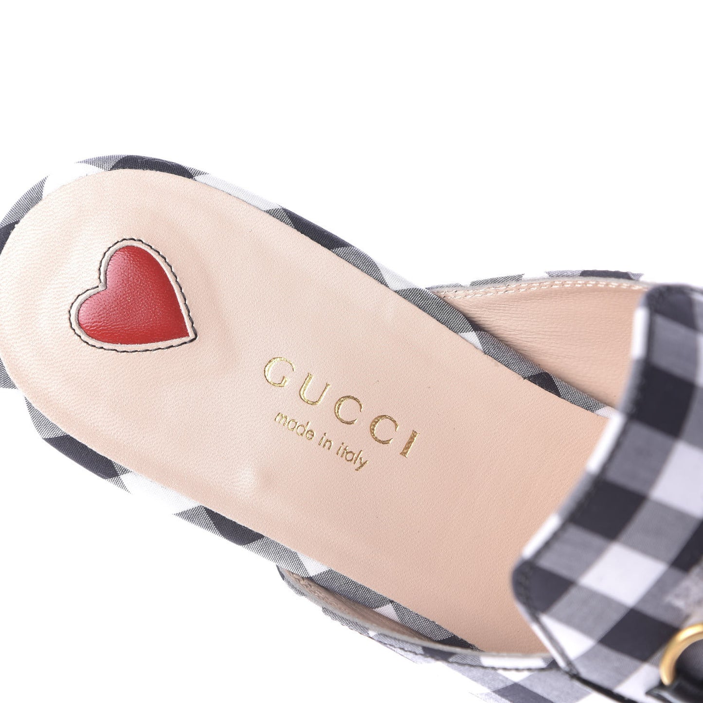 Cotton Gingham Womens Princetown Slippers 39 White Black