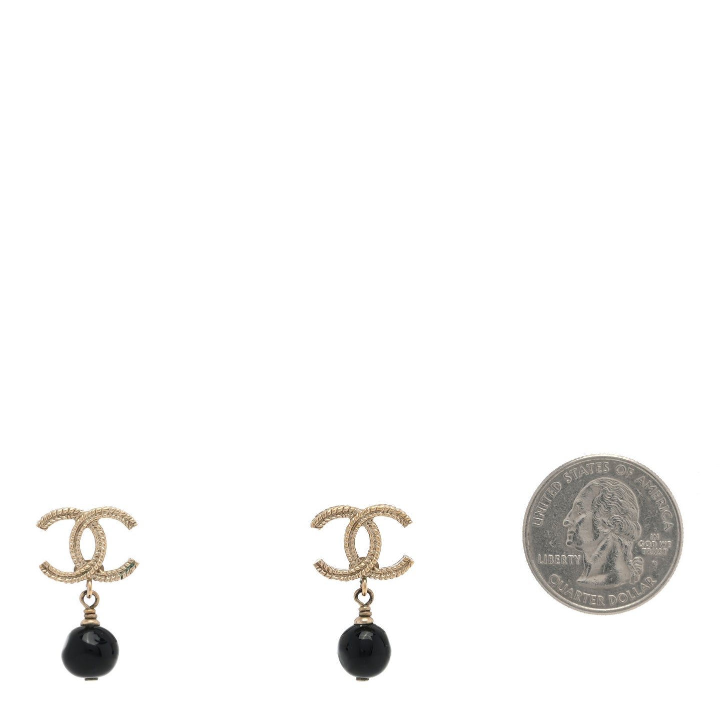 CC Bead Drop Earrings Gold Black