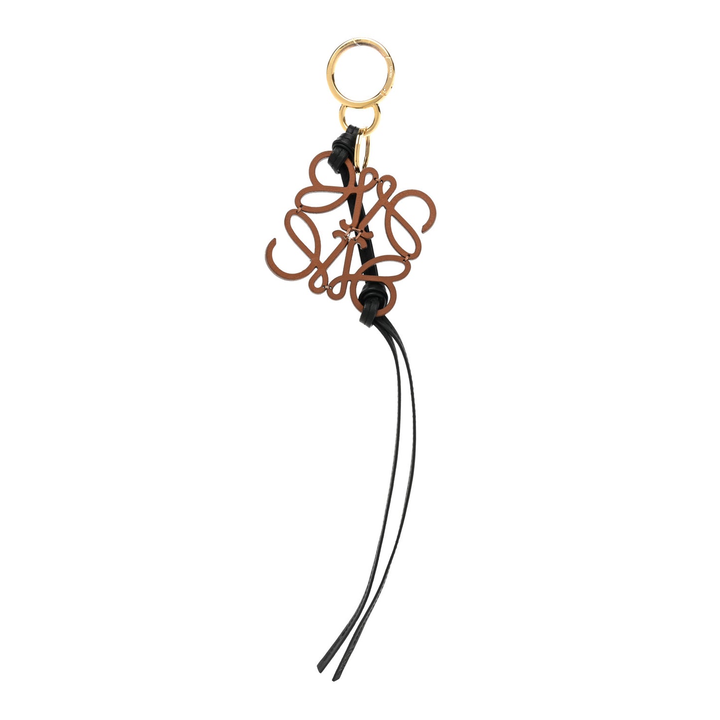 Calfskin Anagram Bag Charm Key Holder Tan
