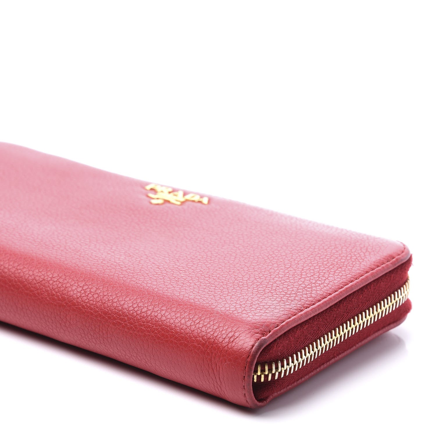 Prada Vitello Grain Zip Around Wallet Fuoco 8 of 8