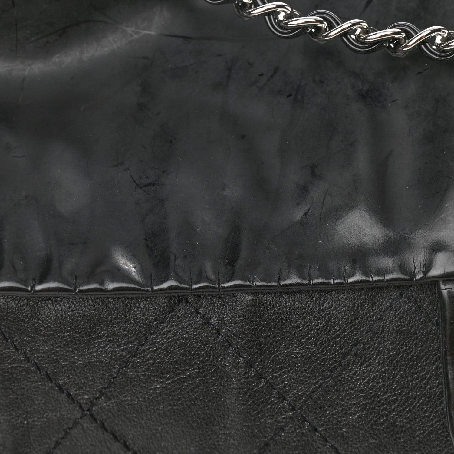 Chanel Vinyl Calfskin Quilted Flap Messenger Black 10 of 15