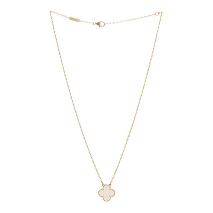 Van Cleef & Arpels 18K Yellow Gold Mother of Pearl Vintage Alhambra Pendant Necklace 3 of 5