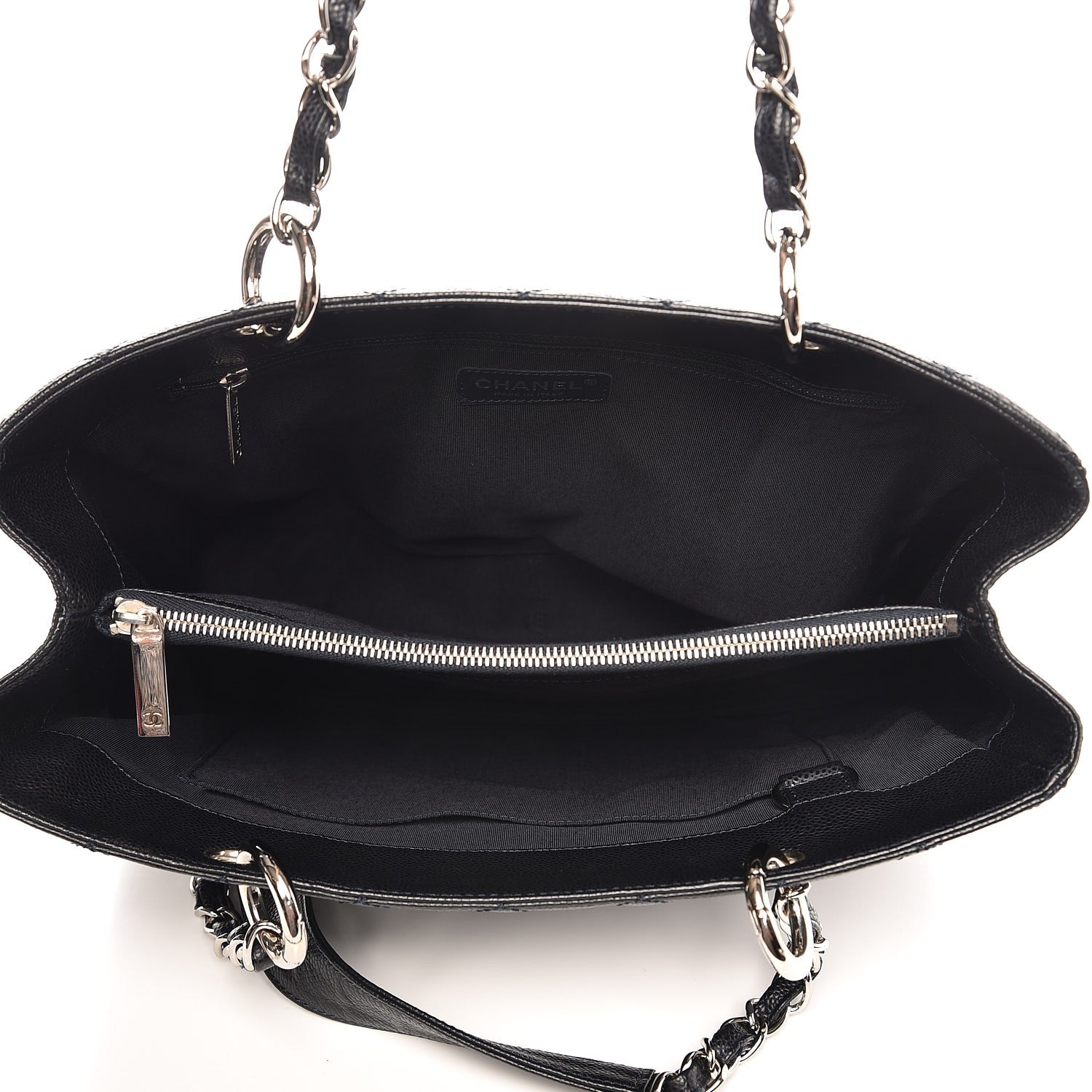 Chanel Caviar Quilted Grand Shopping Tote GST Navy Blue 5 of 9