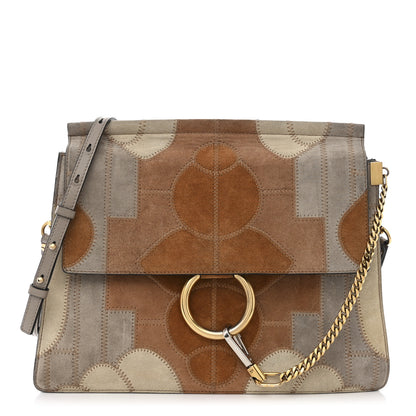 Chloe Suede Patchwork Medium Faye Shoulder Bag Motty Grey 1 of 19