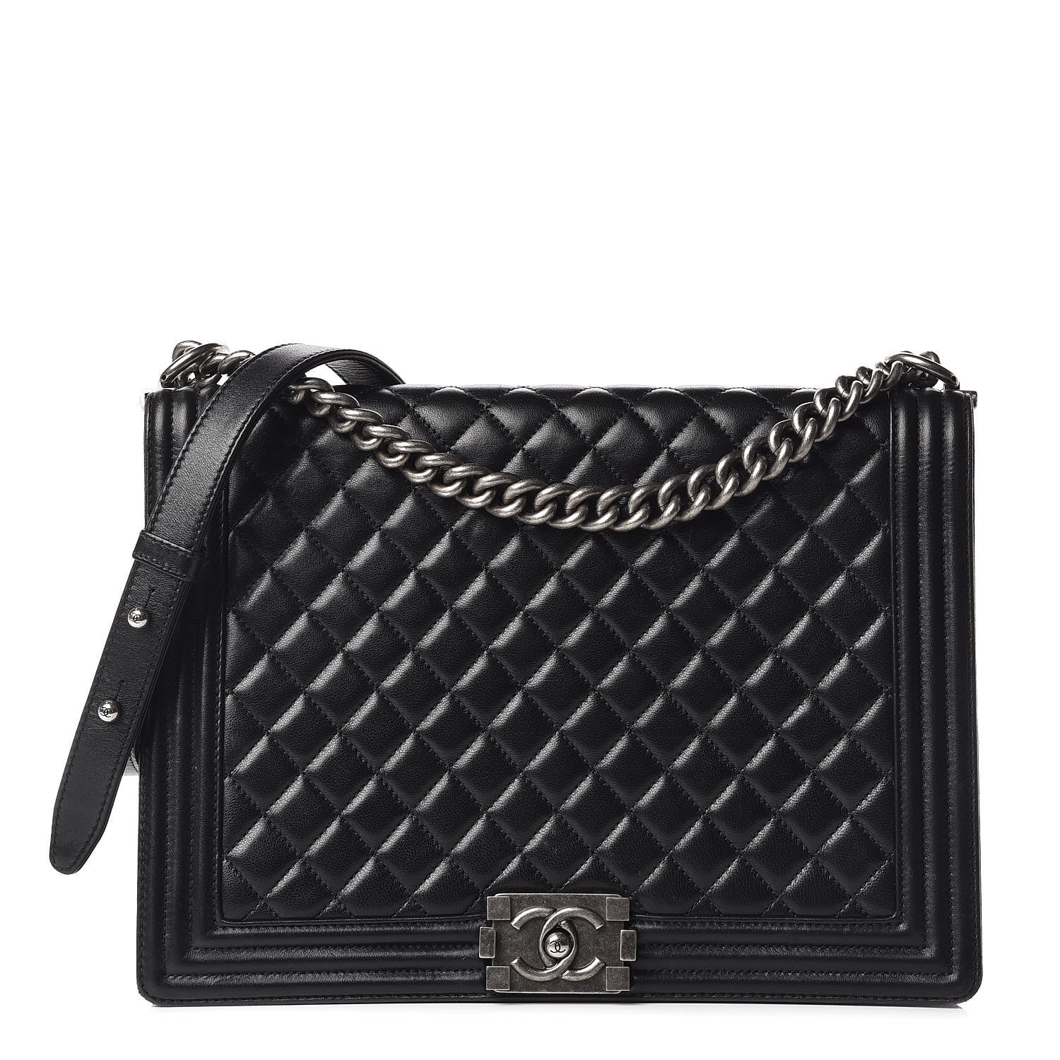 Chanel Lambskin Quilted Large Boy Flap Black 1 of 12