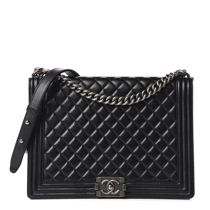 Chanel Lambskin Quilted Large Boy Flap Black 1 of 12