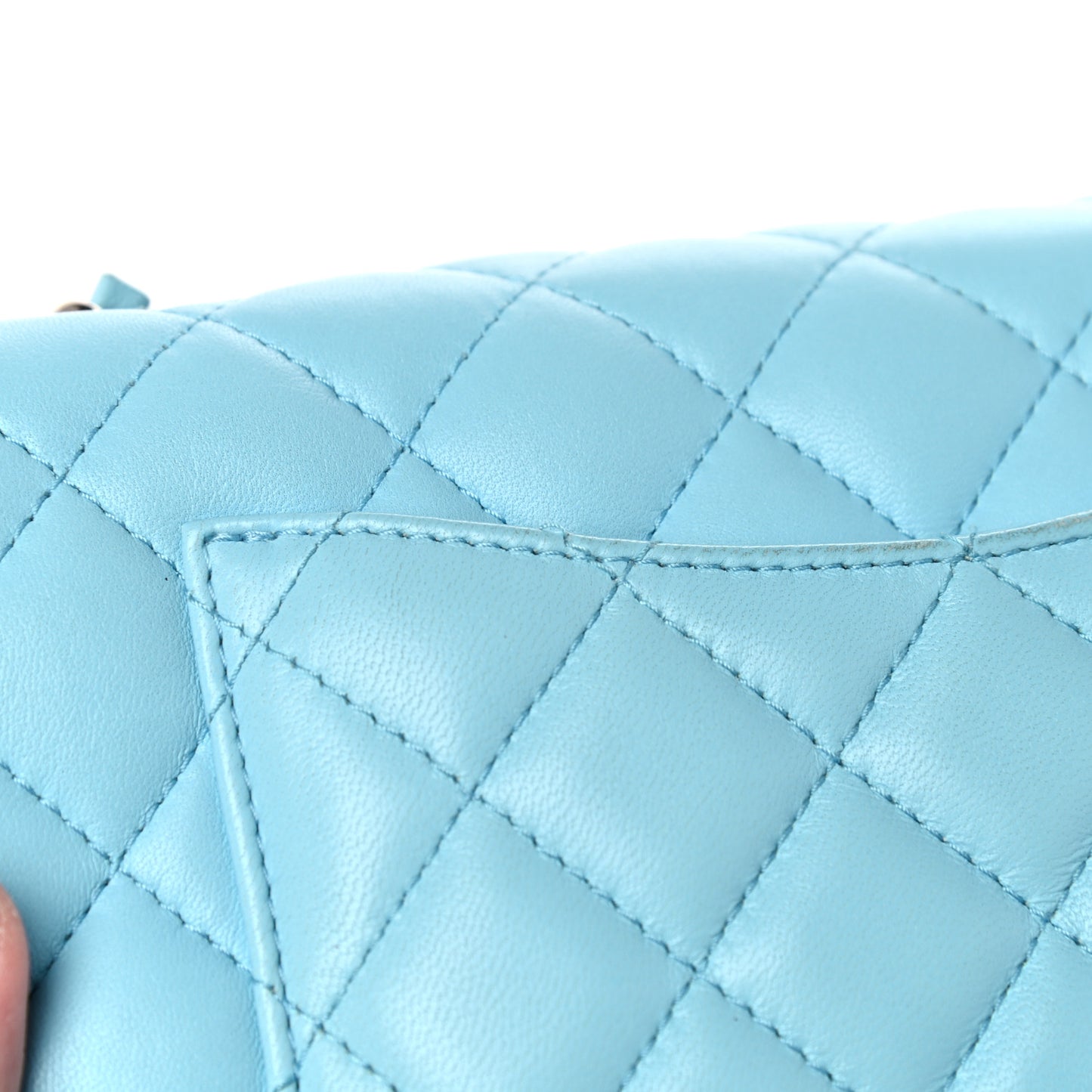 Lambskin Quilted Mini Rectangular Flap Neon Blue