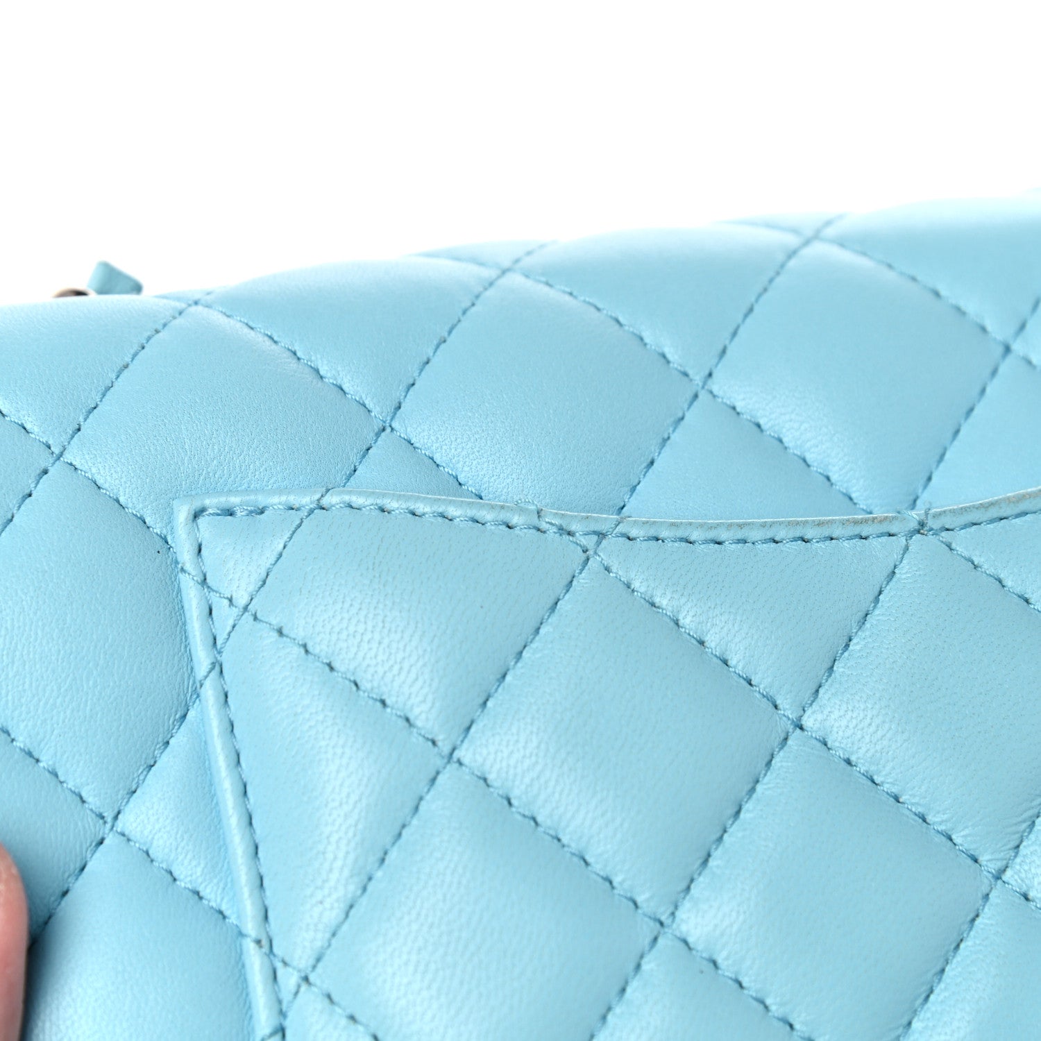Chanel Lambskin Quilted Mini Rectangular Flap Neon Blue 12 of 15