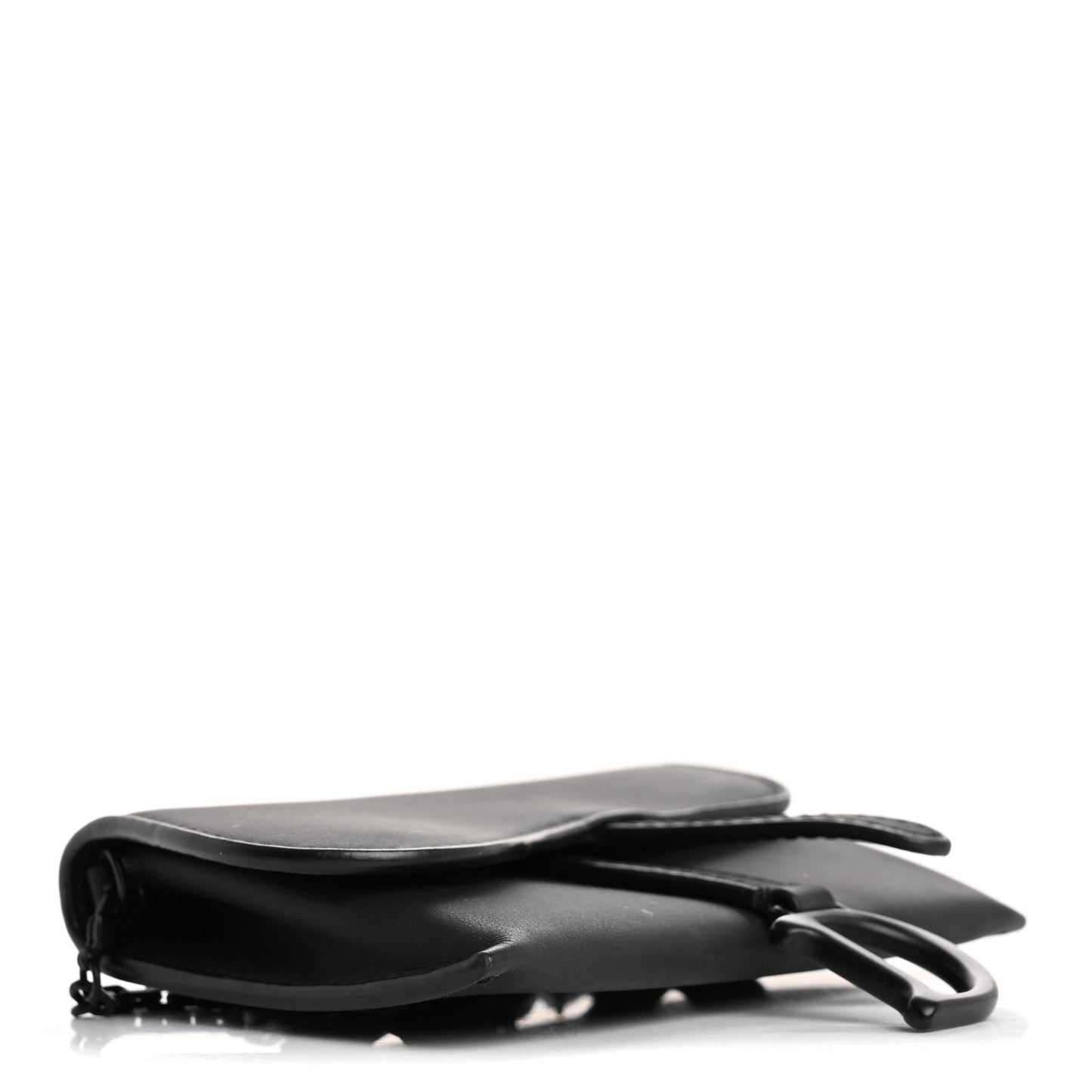 Ultra Matte Calfskin Nano Saddle Chain Pouch Black