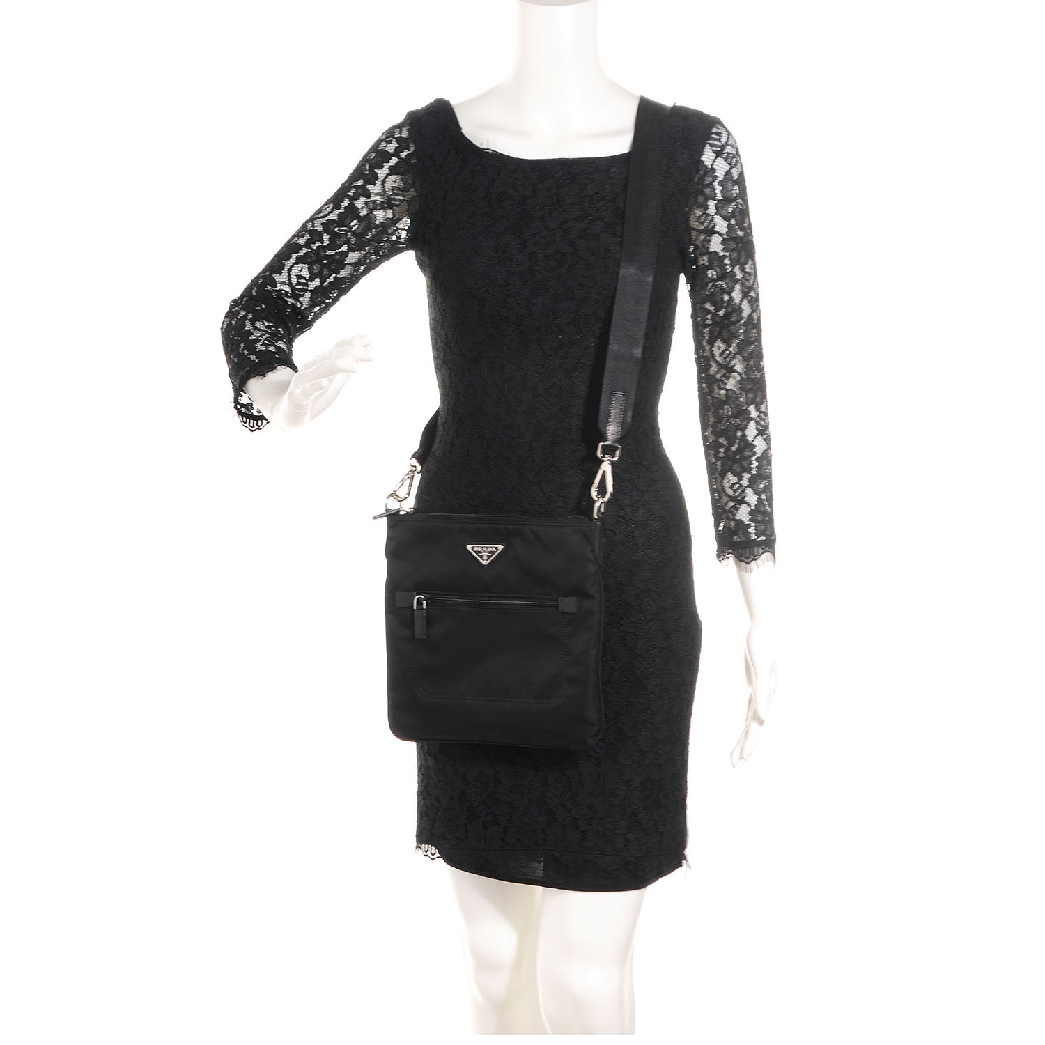 Prada Nylon Flat Messenger Bag Black 2 of 11