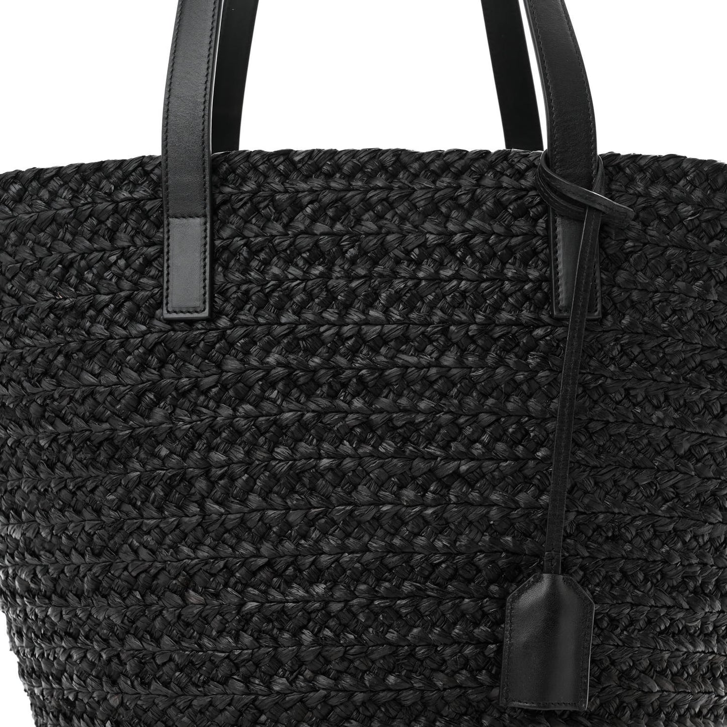 Raffia Medium Panier Bag Black