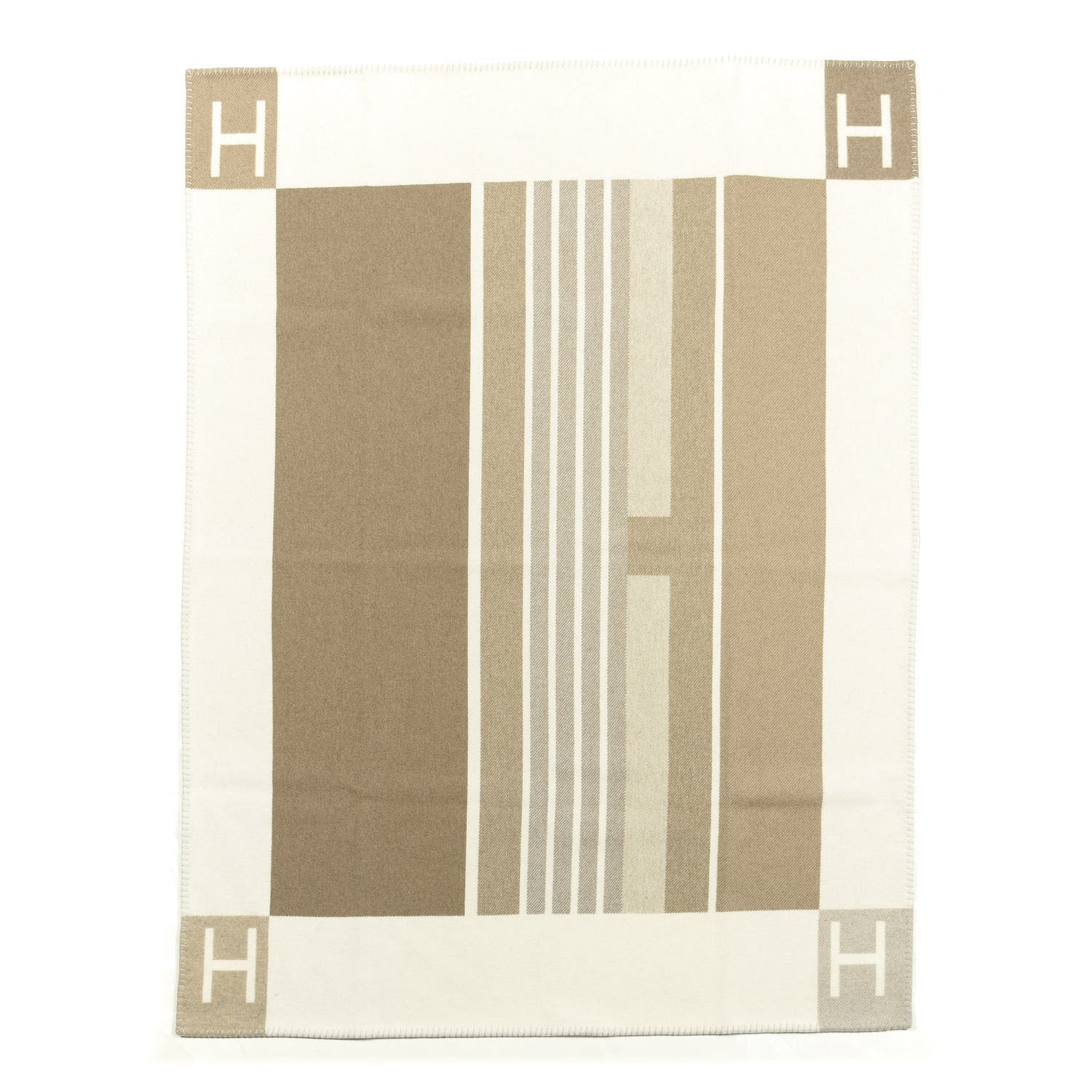 Hermes Wool Cashmere Avalon Vibration Blanket Ecru Naturel 1 of 2