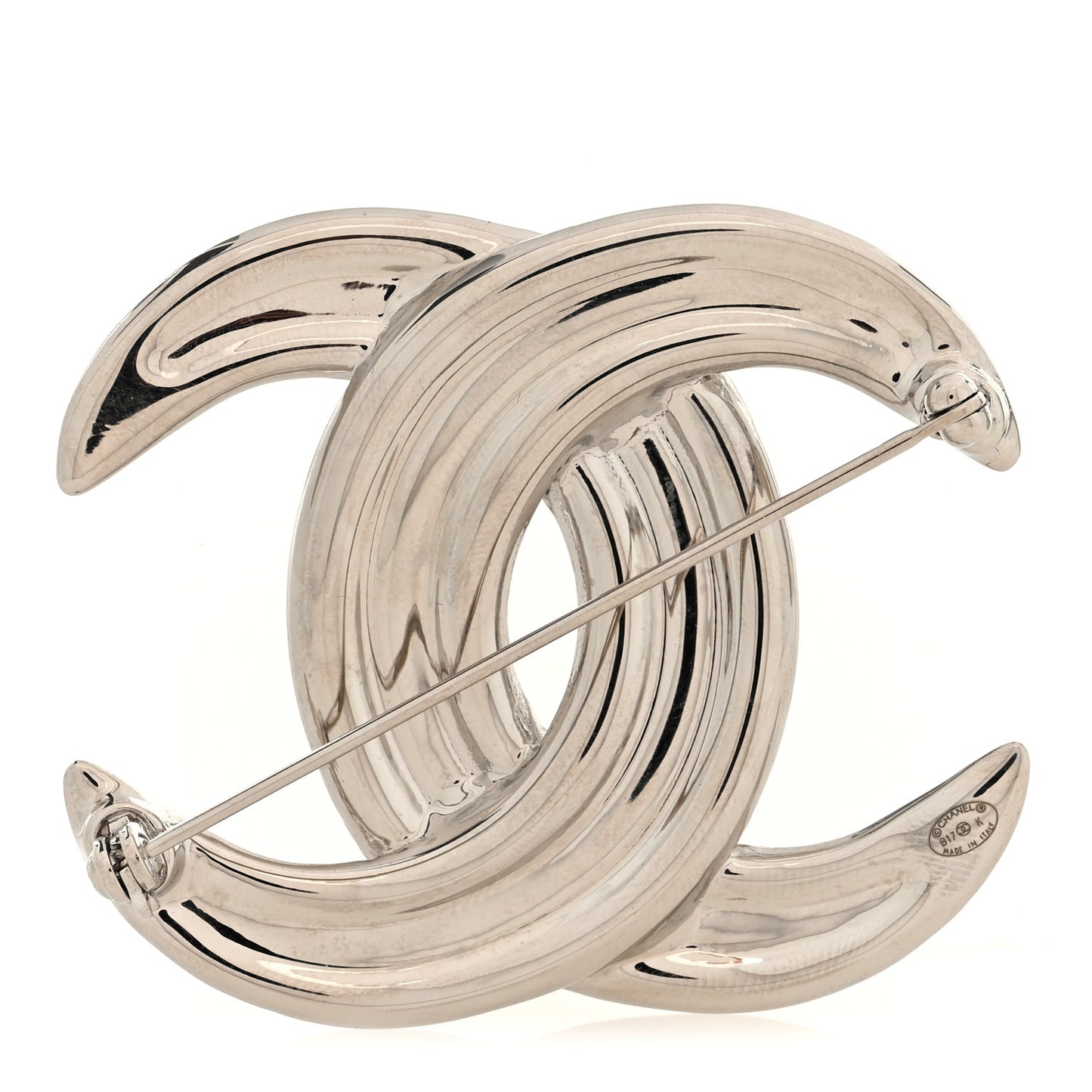 Baguette Crystal CC Brooch Silver