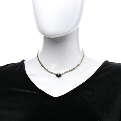 Chanel Crystal Resin CC Chain Link Short Necklace Black Gold 2 of 7