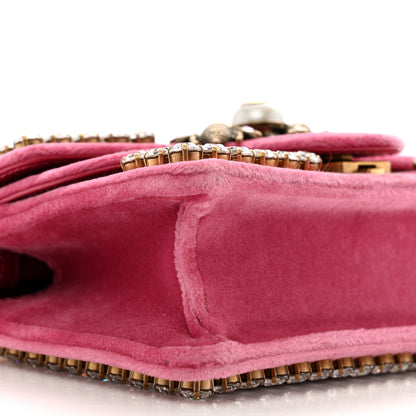 Gucci Velvet Crystal Mini Bee Broadway Shoulder Bag Light Raspberry Rose 9 of 13