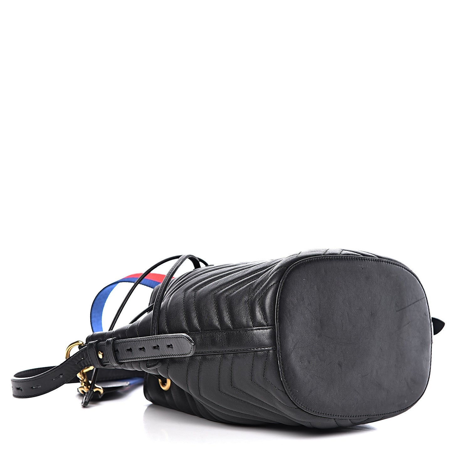 Calfskin Matelasse Sylvie Web GG Marmont Bucket Bag Black