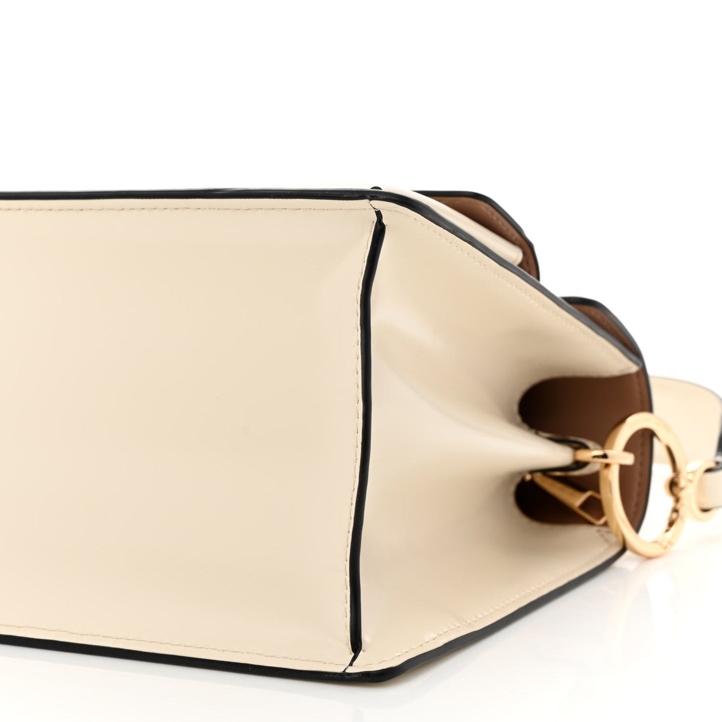 Shiny Calfskin Uptown Shoulder Bag White