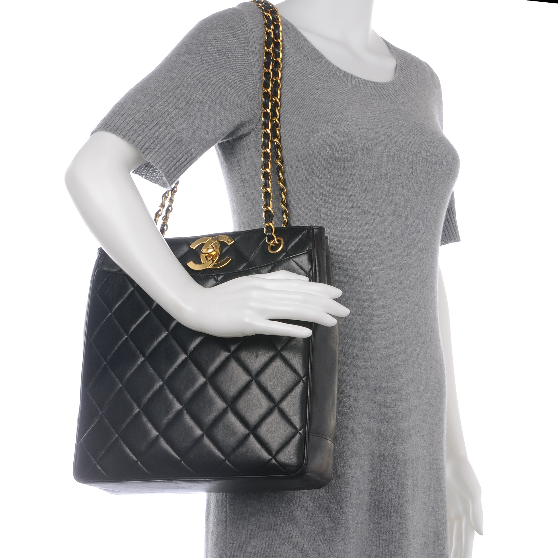 Chanel Lambskin Quilted CC Shoulder Bag Black 2 of 9