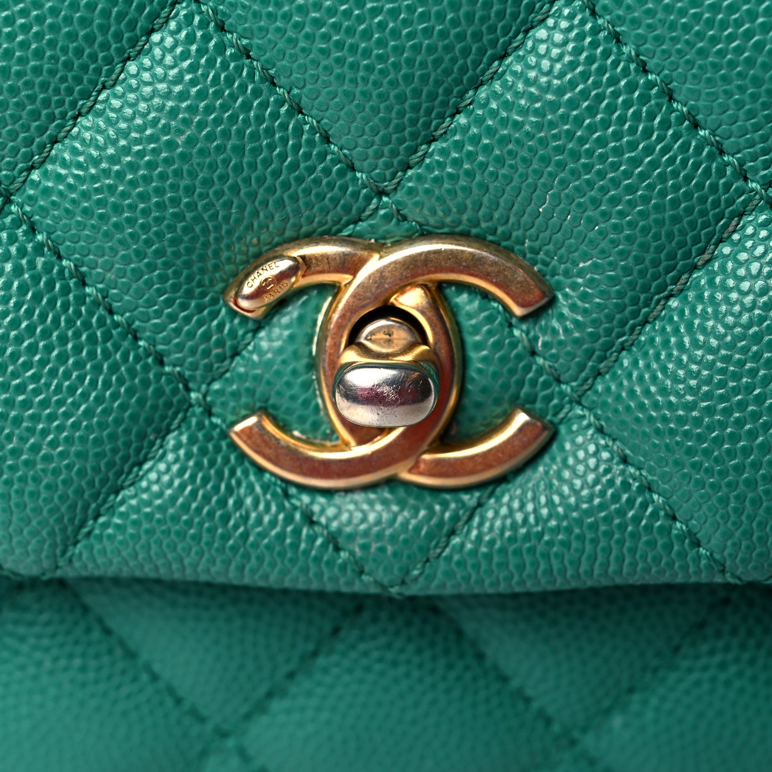 Chanel Caviar Lizard Quilted Mini Coco Handle Flap Green 11 of 11