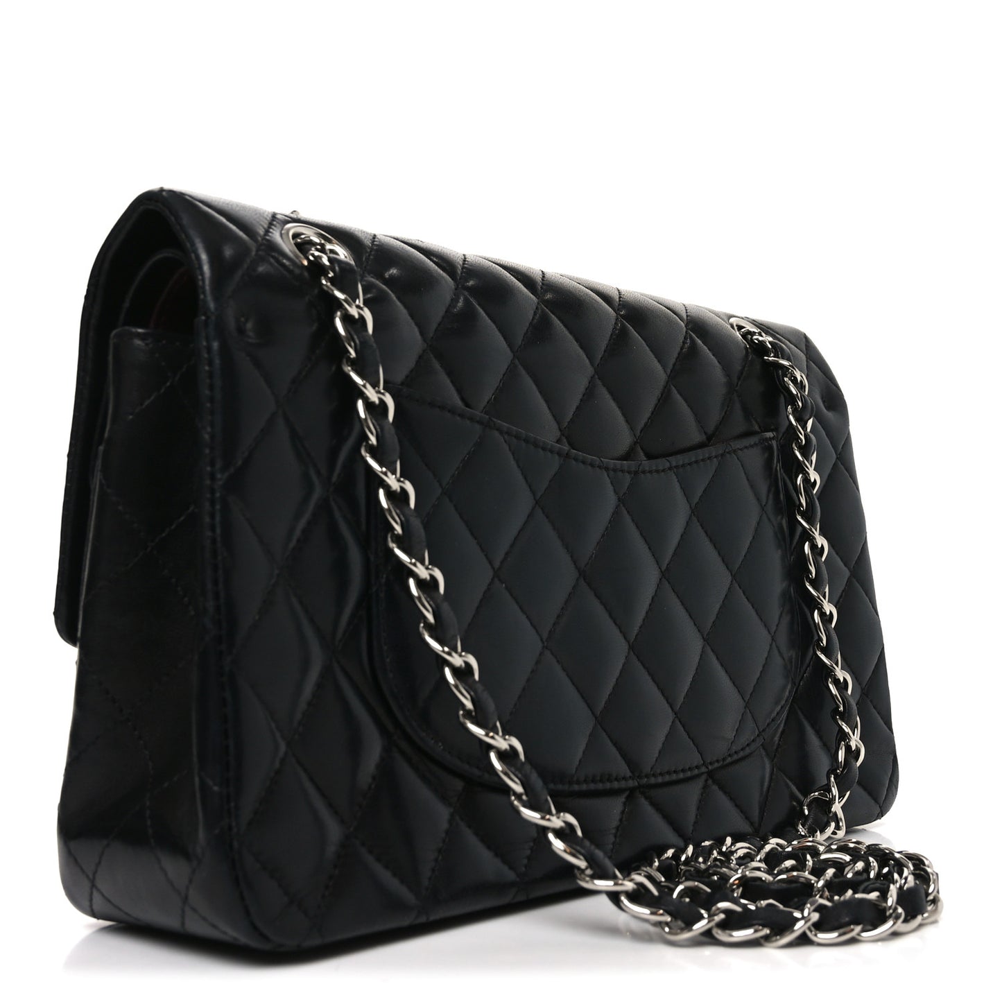 Lambskin Quilted Medium Double Flap Black
