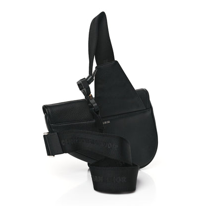 Christian Dior Grained Calfskin Mens Saddle Bag Black 3 of 7