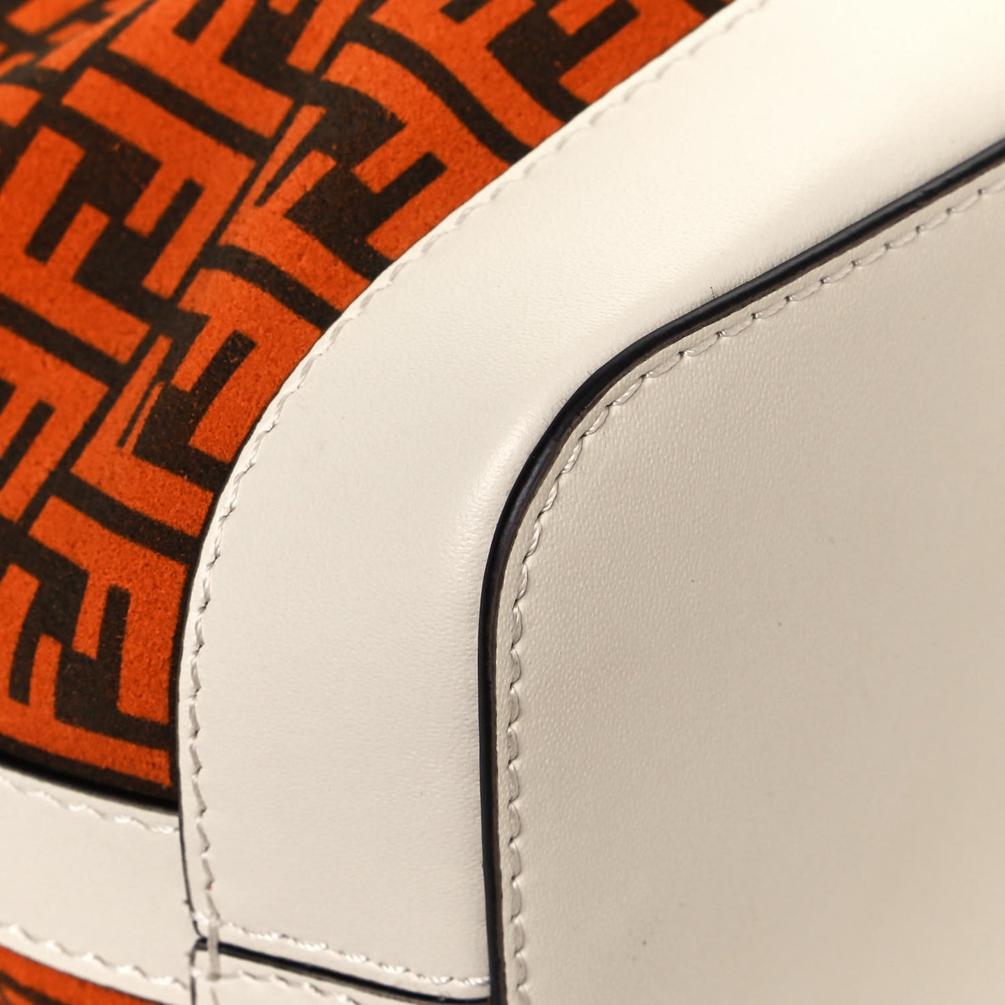 Suede Vitello King F is Fendi Micro FF Mini Mon Tresor Bucket Bag Arancio Marrone White Ice