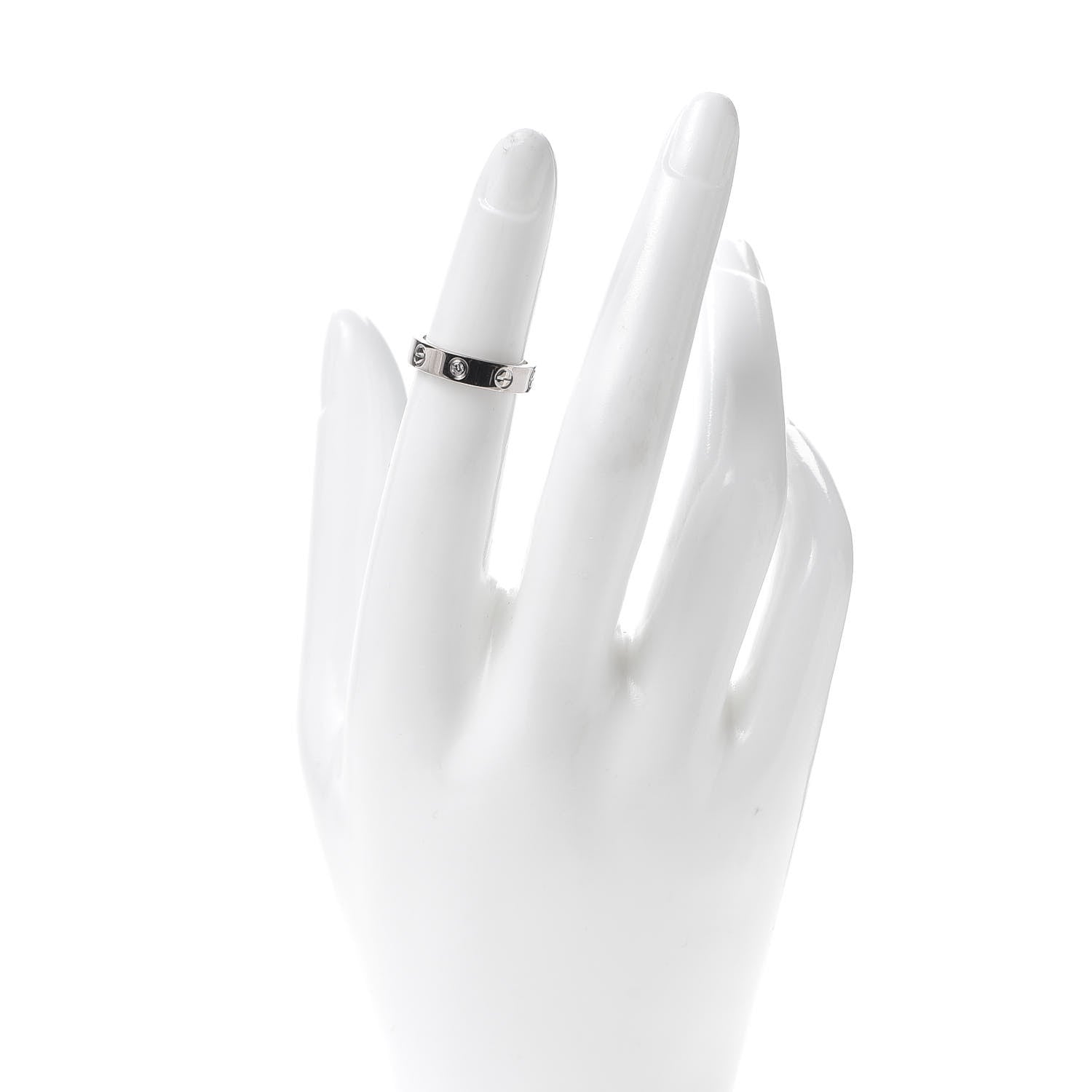 Cartier 18K White Gold Diamond 4mm LOVE Wedding Band Ring 47 4 2 of 4