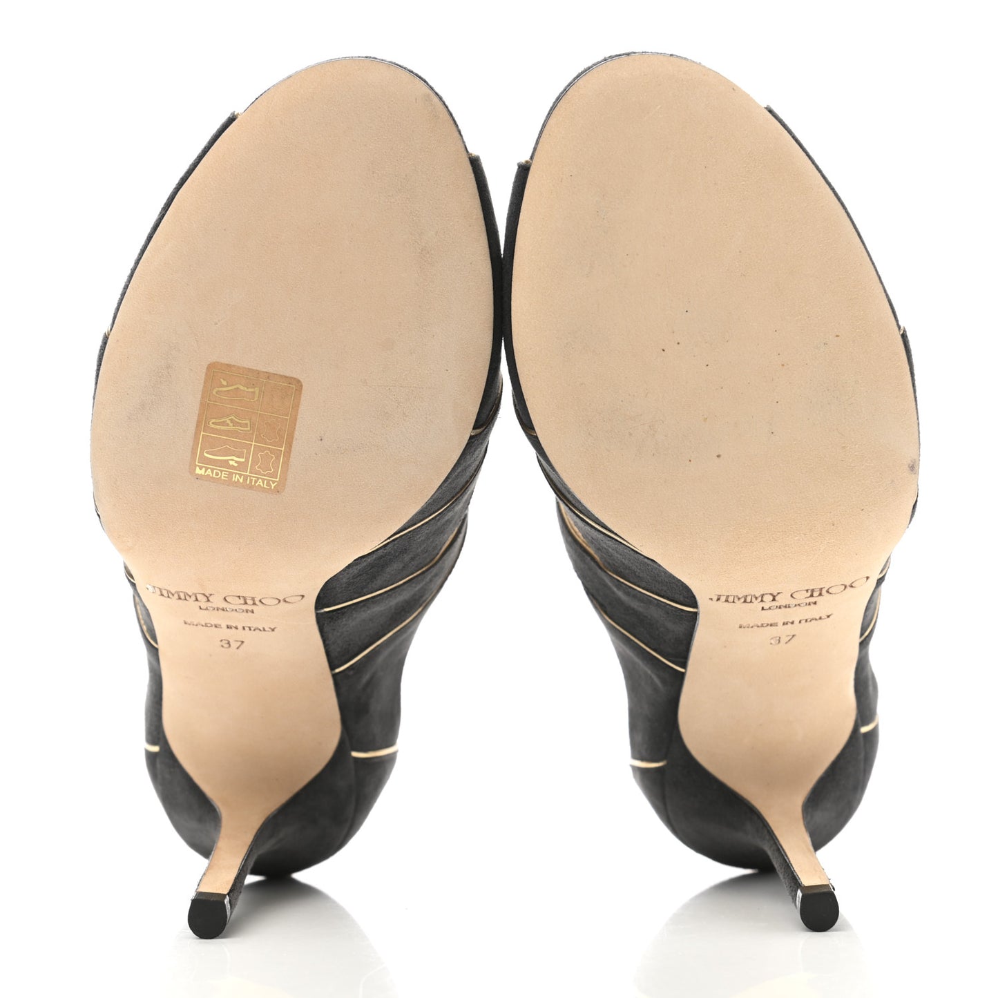 Suede Mirror Calfskin Leash Sandal 37 Smoke