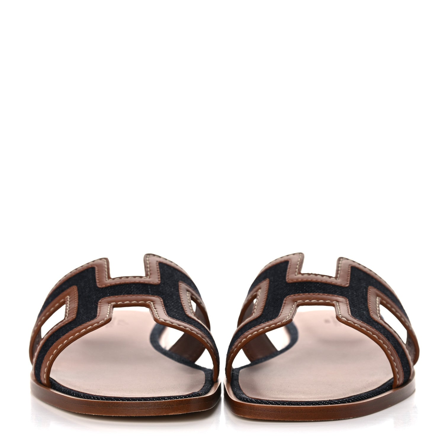 Hermes Calfskin Denim Oran Sandals 38 Bleu Brut Gold 2 of 8