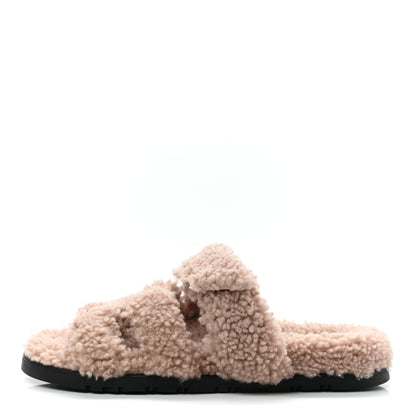 Hermes Woolskin Womens Chypre Sandals 36.5 Bois De Santal 1 of 8