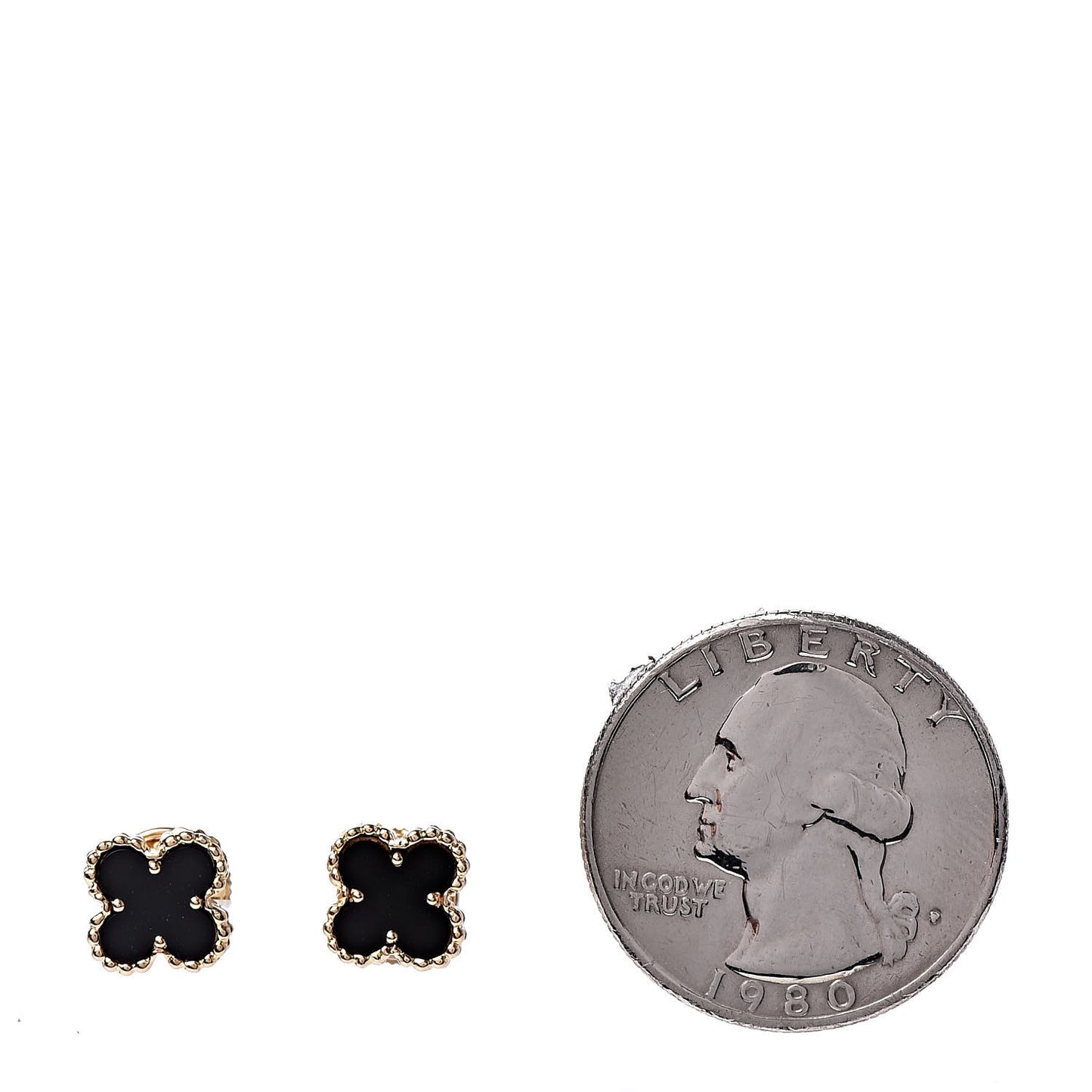 18K Yellow Gold Black Onyx Sweet Alhambra Earrings