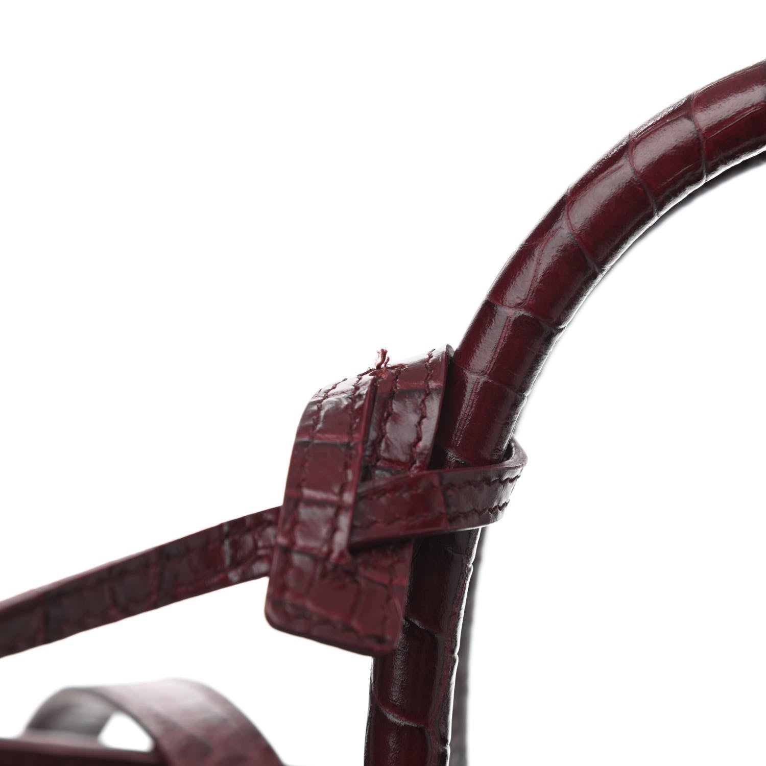 Saint Laurent Calfskin Crocodile Embossed Small Sac de Jour Wine 13 of 13