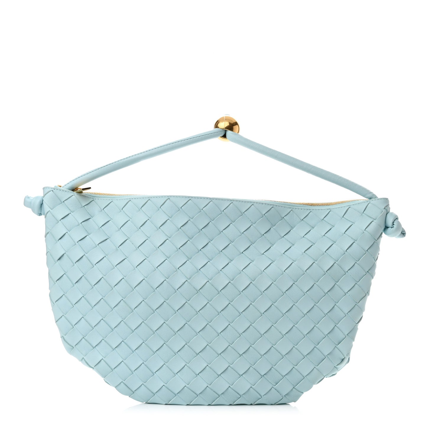 Nappa Intrecciato Small Turn Pouch Teal Washed