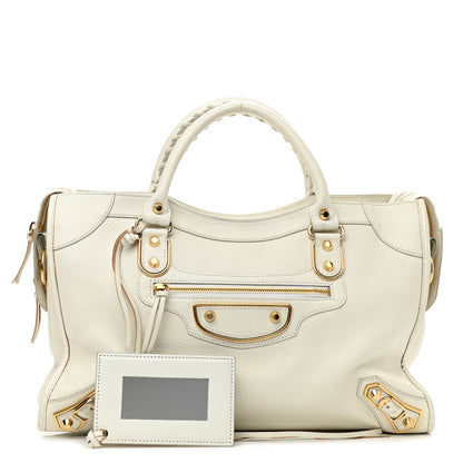 Balenciaga Chevre Gold Metallic Edge Hardware City White 1 of 11